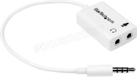 Photo de Adaptateur 2 x jack 3,5 (Mirco + Casque) vers 1 x Jack 3,5 (Blanc)