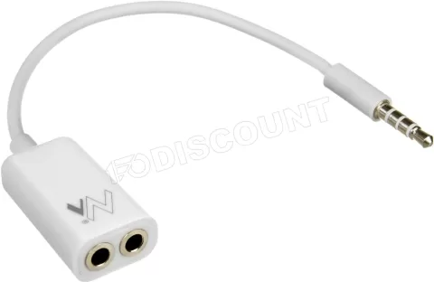 Photo de Adaptateur 2xJack 3,5 (Micro+casque) Maclean vers 1xJack 3,5 (Blanc)