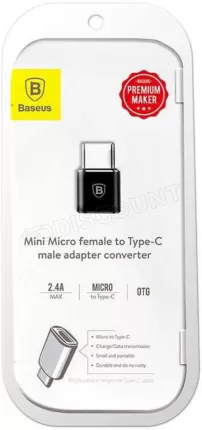 Photo de Adaptateur Baseus USB-A vers USB-C OTG (Noir)