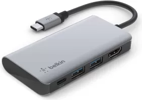 Photo de Adaptateur Belkin Connect USB-C vers HDMI, 2x USB-A et USB-C 100W (Gris)