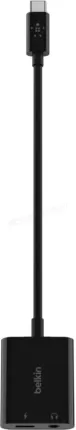 Photo de Adaptateur Belkin USB-C vers Jack 3,5mm + USB-C M/F (Noir)