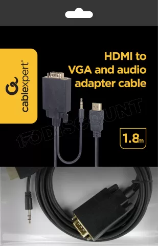 Photo de Adaptateur CableXpert HDMI mâle vers VGA Mâle + Jack 3.5mm 1.8m (Noir)