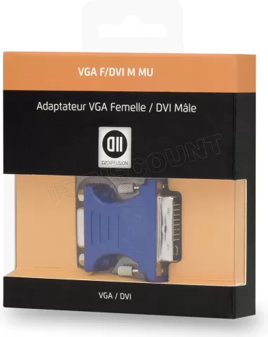 Photo de Adaptateur D2 Diffusion DVI-I mâle vers VGA femelle (D-sub DE-15) (Bleu)