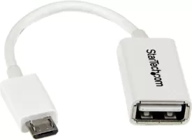 Photo de Adaptateur micro USB mâle vers USB femelle (OTG) Startech pour smartphone/tablette (Blanc)