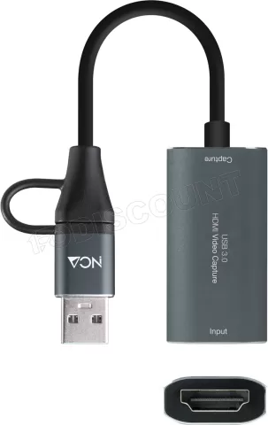 Photo de Adaptateur Nanocable USB-C/USB-A mâle vers HDMI femelle (Gris)