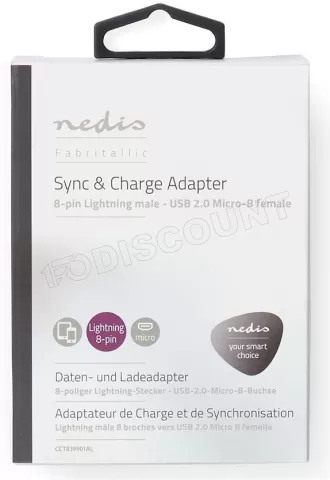 Photo de Adaptateur Nedis Lightning vers Micro USB-B (Argent)