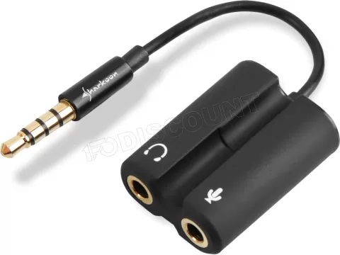 Photo de Adaptateur Sharkoon 2 x jack 3,5 (Mirco + Casque) vers 1 x Jack 3,5 (Noir)