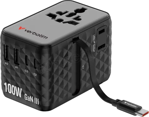 Photo de Adaptateur universel de voyage Verbatim Charge'n'Travel 100W (Noir)