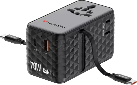 Photo de Adaptateur universel de voyage Verbatim Charge'n'Travel 70W (Noir)