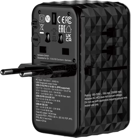 Photo de Adaptateur universel de voyage Verbatim UTA-10 140W (Noir)