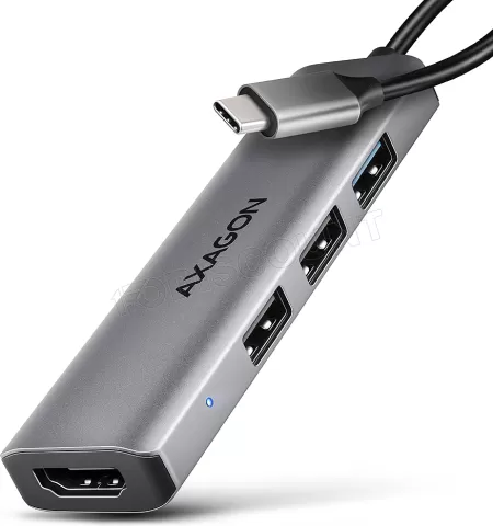 Photo de Adaptateur USB-C 3.2 Axagon HMC-H3A vers HDMI, 3x USB-A (Gris)