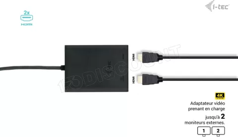 Photo de Adaptateur USB-C I-Tec vers 2x HDMI (Noir)