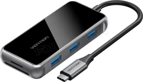 Photo de Adaptateur USB-C Vention vers 1x HDMI + 1x USB-C + 3x USB-A 0.15m (Noir