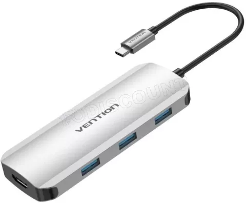 Photo de Adaptateur USB-C Vention vers 3x USB-A + 1x HDMI+ 1x USB-C 100W 0.15m (Gris)