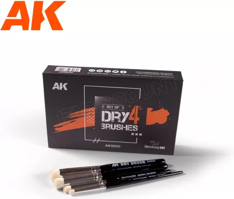 Photo de AK Interactive Pinceau Synthetique - Dry Coffret 4 Pinceaux