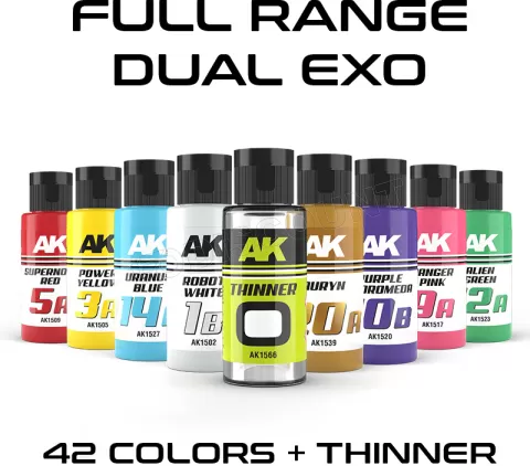 Photo de Ak Interactive Pot de Peinture Dual Exo - Full Range (42 Ref + Thinner)
