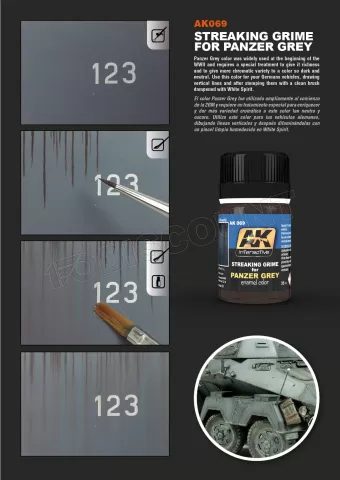 Photo de Ak Interactive Pot d'Enamel Effects - Streaking Grime for Panzer Grey Vehicles (35ml)