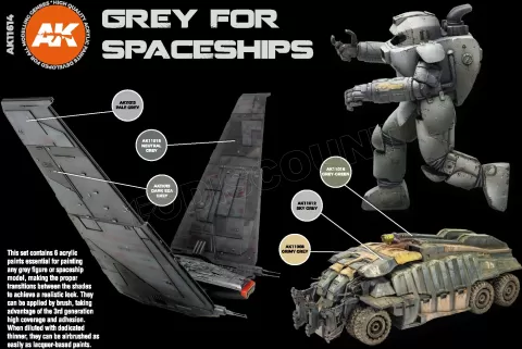 Photo de Ak Interactive Set de Peinture - Grey for Spaceships Colors Set