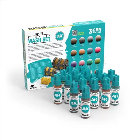 Photo de Ak Interactive Set de Peinture - Master Acrylic Wash Set (18 Colors)