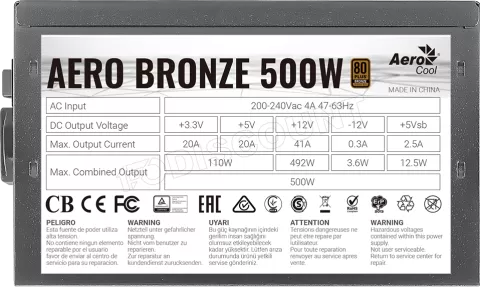 Photo de Alimentation ATX AeroCool Aero Bronze - 500W