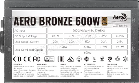 Photo de Alimentation ATX AeroCool Aero Bronze - 600W