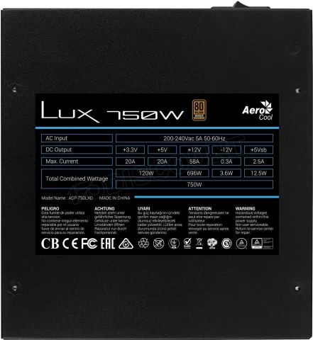 Photo de Alimentation ATX AeroCool Lux - 750W (Noir)