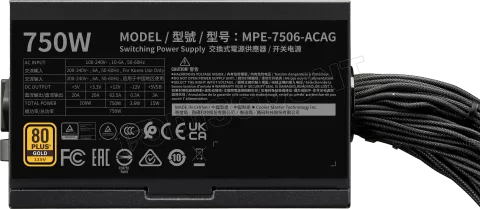 Photo de Alimentation ATX Cooler Master MWE Gold - 750W (Noir)