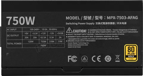 Photo de Alimentation ATX Cooler Master MWE Gold V3 - 750W (Noir)