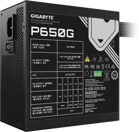 Photo de Alimentation ATX Gigabyte P650G - 650W (Noir)