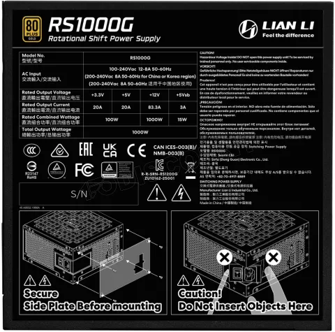 Photo de Alimentation ATX Lian Li Rotational Shift - 1000W (Noir)