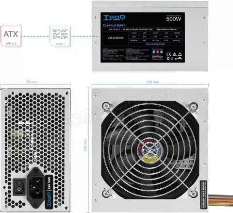Photo de Alimentation ATX TooQ Apolo - 500W (Gris)