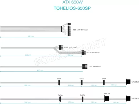 Photo de Alimentation ATX TooQ Helios - 650W (Noir)