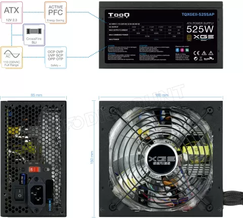 Photo de Alimentation ATX TooQ Xtreme Gaming Energy II - 525W (Noir)