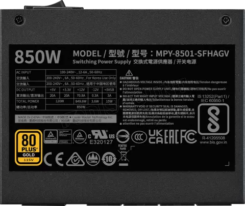Photo de Alimentation SFX Cooler Master V SFX Gold - 850W (Noir)