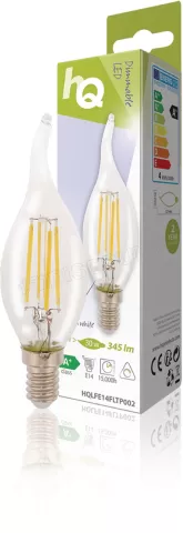 Photo de Ampoule flamme - rétro à filament LED HQ E14 4W 345lm (Température Couleur 2700 K)