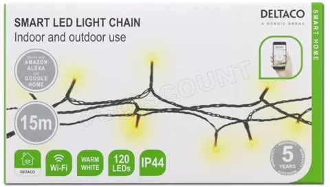 Photo de Bandeau LED/Guirlande connecté Deltaco Smart Home 3000k 15m