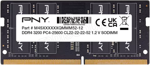 Photo de Barette mémoire 16Go SODIMM DDR4 PNY Performance 3200MHz (Noir) Version SI