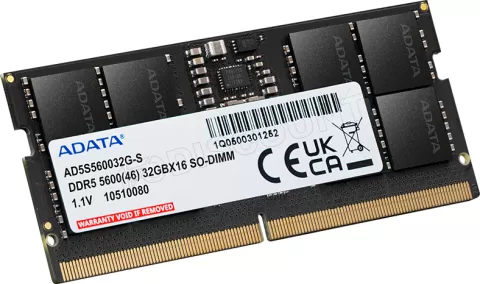 Photo de Barette mémoire 16Go SODIMM DDR5 Adata Premier 5600Mhz (Noir)