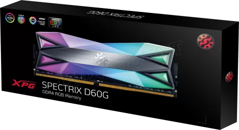 Photo de Barrette mémoire 16Go DIMM DDR4 Adata XPG SpectriX D60G RGB  3600Mhz (Noir)