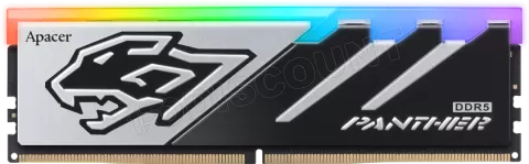 Photo de Barrette mémoire 16Go DIMM DDR5 Apacer Panther RGB 5600MHz (Noir/Argent)