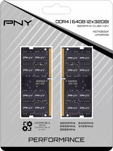Photo de Barrette mémoire 16Go SODIMM DDR4 PNY Performance 3200MHz (Noir)