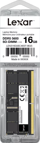 Photo de Barrette mémoire 16Go SODIMM DDR5 Lexar 5600Mhz (Noir)