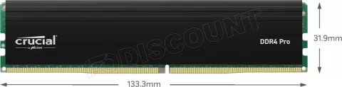 Photo de Barrette mémoire 32Go DIMM DDR4 Crucial Pro  3200Mhz Version OEM (Tray)