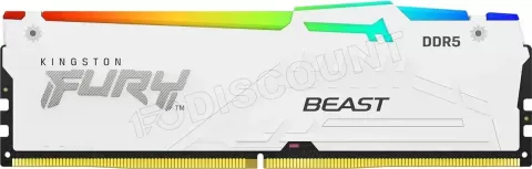 Photo de Barrette mémoire 32Go DIMM DDR5 Kingston Fury Beast RGB 5200MHz (Blanc)