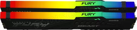 Photo de Barrette mémoire 32Go DIMM DDR5 Kingston Fury Beast RGB 5600MHz (Noir)