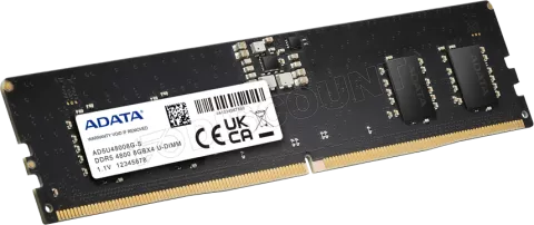 Photo de Barrette mémoire 8Go DIMM DDR5 Adata  4800MHz (Noir) (OEM)