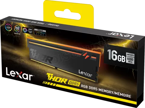 Photo de Barrette mémoire 8Go DIMM DDR5 Lexar Thor 2nd Gen RGB 6000MHz CL38 (Noir)