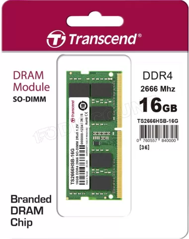 Photo de Barrette mémoire SODIMM 16Go DDR4 Transcend 2666Mhz (Vert)