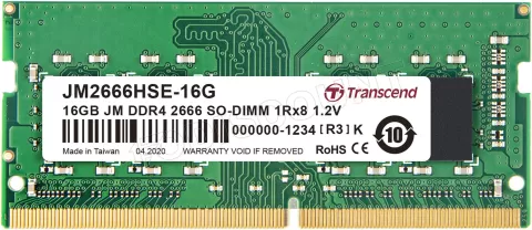 Photo de Barrette mémoire SODIMM 16Go DDR4 Transcend JetRam  2666Mhz (Vert)