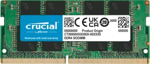 Photo de Barrette mémoire SODIMM 32Go DDR4 Crucial 3200Mhz (Vert) Version OEM (Tray)
